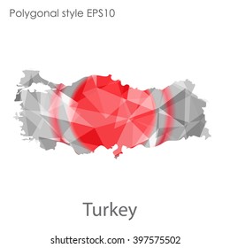 Turkey map in geometric polygonal style.Abstract gems triangle,modern design background.