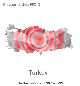 Turkey map in geometric polygonal style.Abstract gems triangle,modern design background.