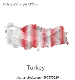Turkey map in geometric polygonal style.Abstract gems triangle,modern design background.