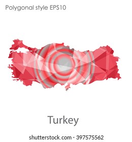Turkey map in geometric polygonal style.Abstract gems triangle,modern design background.