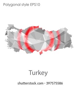 Turkey map in geometric polygonal style.Abstract gems triangle,modern design background.