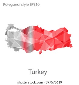 Turkey map in geometric polygonal style.Abstract gems triangle,modern design background.