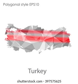 Turkey map in geometric polygonal style.Abstract gems triangle,modern design background.