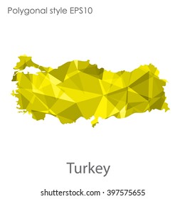 Turkey map in geometric polygonal style.Abstract gems triangle,modern design background.