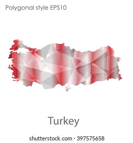Turkey map in geometric polygonal style.Abstract gems triangle,modern design background.