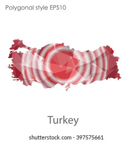 Turkey map in geometric polygonal style.Abstract gems triangle,modern design background.