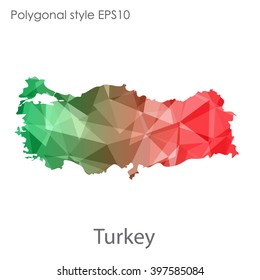 Turkey map in geometric polygonal style.Abstract ,modern design background.