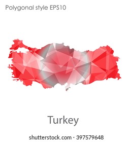 Turkey map in geometric polygonal style.Abstract,modern design background.