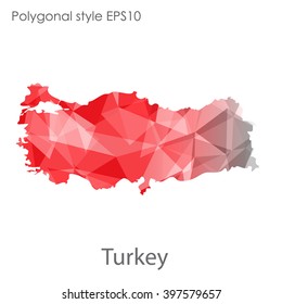 Turkey map in geometric polygonal style.Abstract,modern design background.