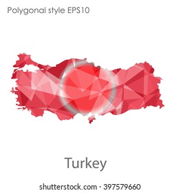 Turkey map in geometric polygonal style.Abstract,modern design background.