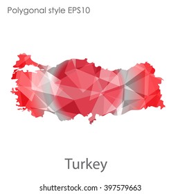Turkey map in geometric polygonal style.Abstract,modern design background.