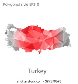 Turkey map in geometric polygonal style.Abstract,modern design background.