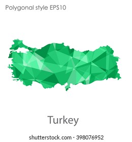 Turkey map in geometric polygonal style.Abstract,modern design background.