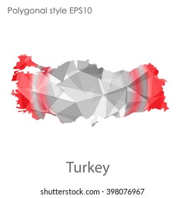 Turkey map in geometric polygonal style.Abstract,modern design background.