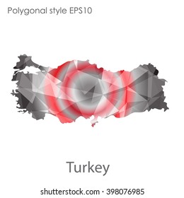 Turkey map in geometric polygonal style.Abstract,modern design background.