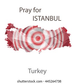 Turkey map in geometric polygonal style.Abstract,modern design background with text "Pray for ISTANBUL"