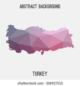 Turkey  map in geometric polygonal,mosaic style.Abstract tessellation,modern design background,low poly. Vector illustration.