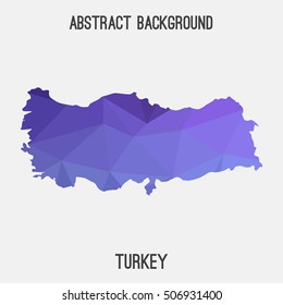 Turkey map in geometric polygonal,mosaic style.Abstract tessellation,modern design background,low poly. Vector illustration.