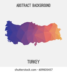 Turkey map in geometric polygonal,mosaic style.Abstract tessellation,modern design background,low poly. Vector illustration.