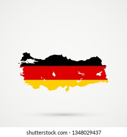 Turkey map in Germany flag colors, editable vector.