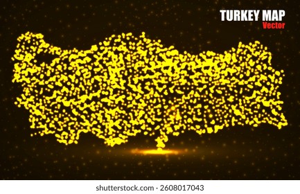 Turkey map with glowing particles. Vector Illustration