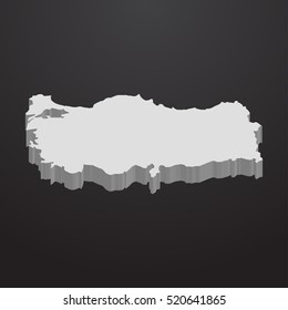Turkey map in gray on a black background 3d