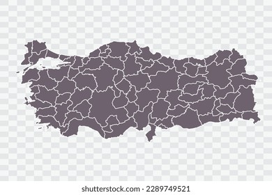 Türkische Karte Grau Farbe auf weißem Hintergrund Qualitäts-Dateien Png