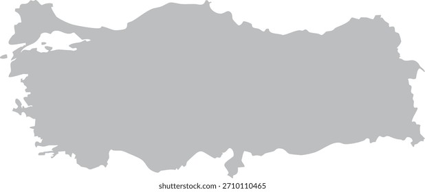 Turkey Map Grey Silhouette Editable Vector