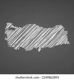 Turkey map hand drawn sketch. Vector concept illustration flag, scribble map. Country map for infographic, brochures and presentations isolated on black background. Vector illustration.