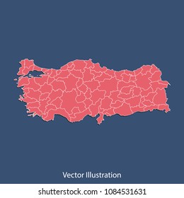 Turkey map - High detailed color map of Turkey. flat design style, clean and modern. Vector illustration eps 10