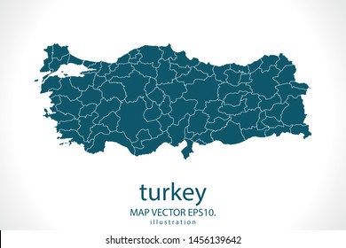turkey map High Detailed on white background. Abstract design vector illustration eps 10