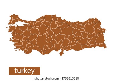 turkey map High Detailed on white background. Abstract design vector illustration eps 10. Orange color.