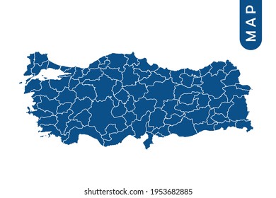 Turkey map High Detailed on white background. Abstract design vector illustration eps 10