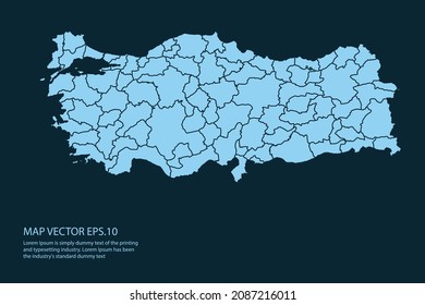 Turkey map High Detailed on white background. Abstract design vector illustration eps 10