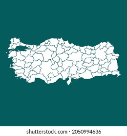 Turkey map High Detailed. white color. on green background. Abstract design vector illustration eps 10