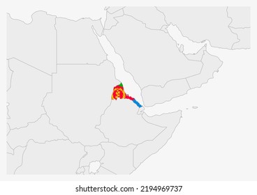 Turkey map highlighted in Turkey flag colors, gray map with neighboring countries.