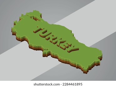 Icono de mapa de Turquía en estilo isométrico 3d en un fondo aislado