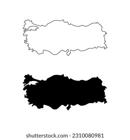 Turkey map icon, vector isolated Turkey map red symbols.