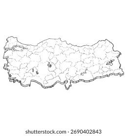 Turkey map illustration hand drawn outline vector