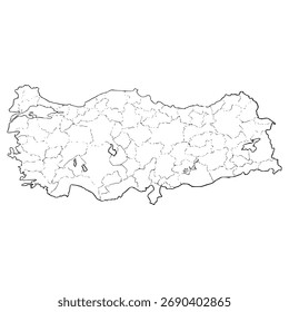 Turkey map illustration hand drawn outline vector
