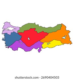 Turkey map illustration hand drawn isolated vector