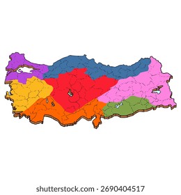 Turkey map illustration hand drawn isolated vector