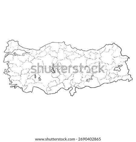 Turkey map illustration hand drawn outline vector