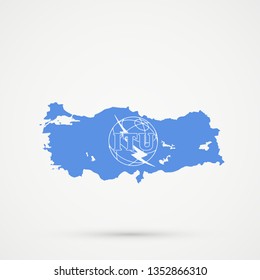 Turkey map in International Telecommunication Union (ITU) flag colors, editable vector.