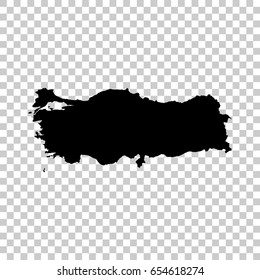 Turkey map isolated on transparent background. Black map for your design. Vector illustration, easy to edit.