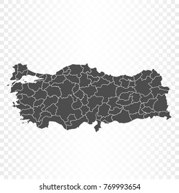 Turkey map isolated on transparent background