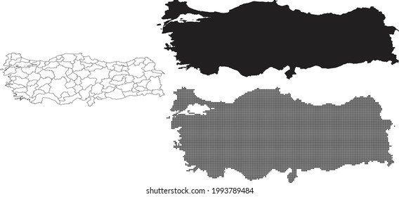 Turkey map isolated on a white background.