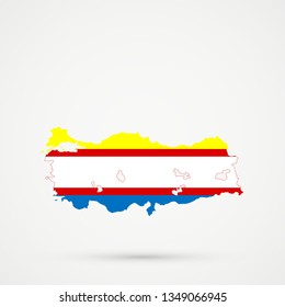 Turkey map in Krymchaks flag colors, editable vector.