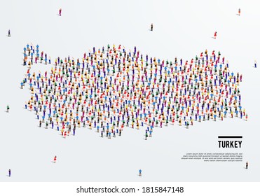 Turkey Map. Large group of people form to create a shape of Turkey Map. vector illustration.