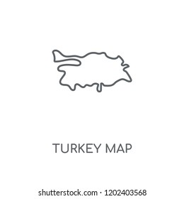 Turkey map linear icon. Turkey map concept stroke symbol design. Thin graphic elements vector illustration, outline pattern on a white background, eps 10.